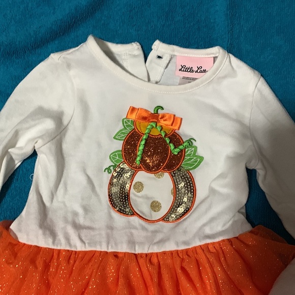 LAST CHANCE !!Gently used Fall 🍁 Harvest Dress 24m & 3 Pairs of Tights 12-24m - Picture 3 of 7